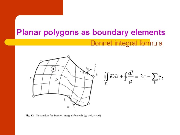 Planar polygons as boundary elements Bonnet integral formula 