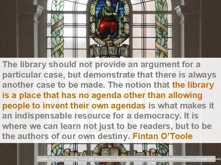 The library should not provide an argument for a particular case, but demonstrate that