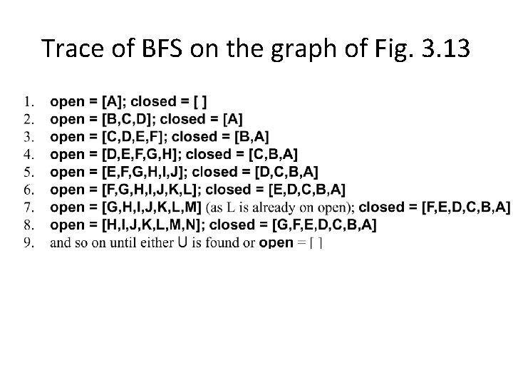 Trace of BFS on the graph of Fig. 3. 13 