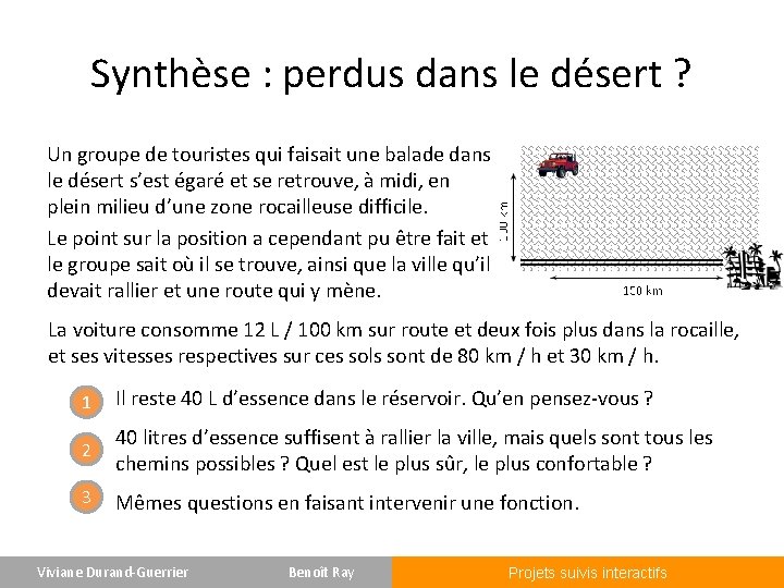 Synthèse : perdus dans le désert ? Un groupe de touristes qui faisait une