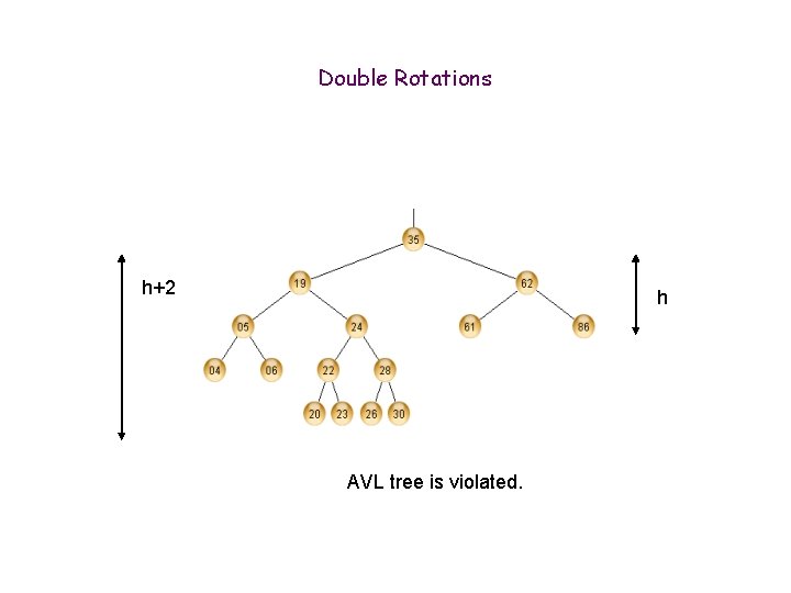 Double Rotations h+2 h AVL tree is violated. 