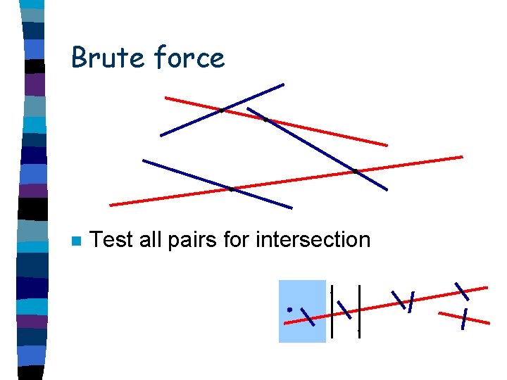 Brute force n Test all pairs for intersection 