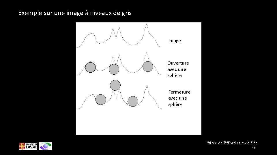 Exemple sur une image à niveaux de gris Image Ouverture avec une sphère Fermeture