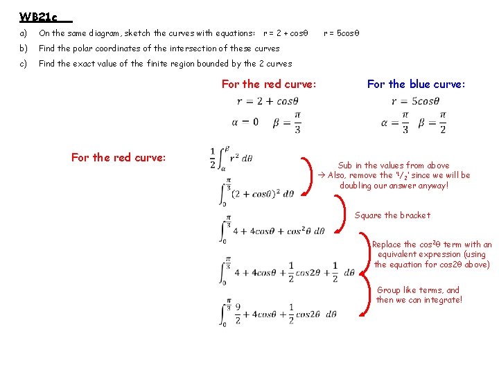 WB 21 c a) On the same diagram, sketch the curves with equations: r