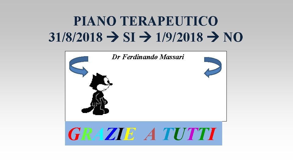 PIANO TERAPEUTICO 31/8/2018 SI 1/9/2018 NO Dr Ferdinando Massari GRAZIE A TUTTI 