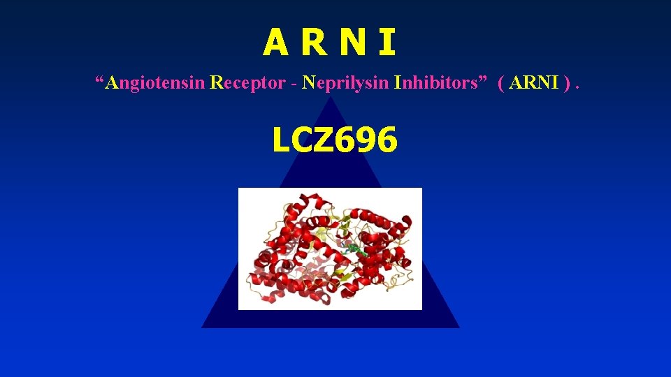 ARNI “Angiotensin Receptor - Neprilysin Inhibitors” ( ARNI ). LCZ 696 