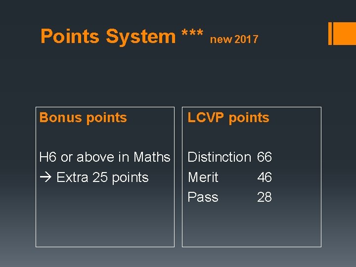 Points System *** new 2017 Bonus points LCVP points H 6 or above in