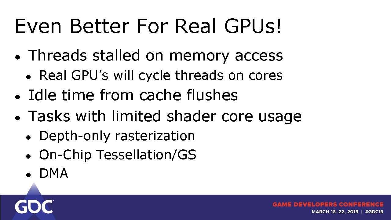 Even Better For Real GPUs! ● Threads stalled on memory access ● ● ●