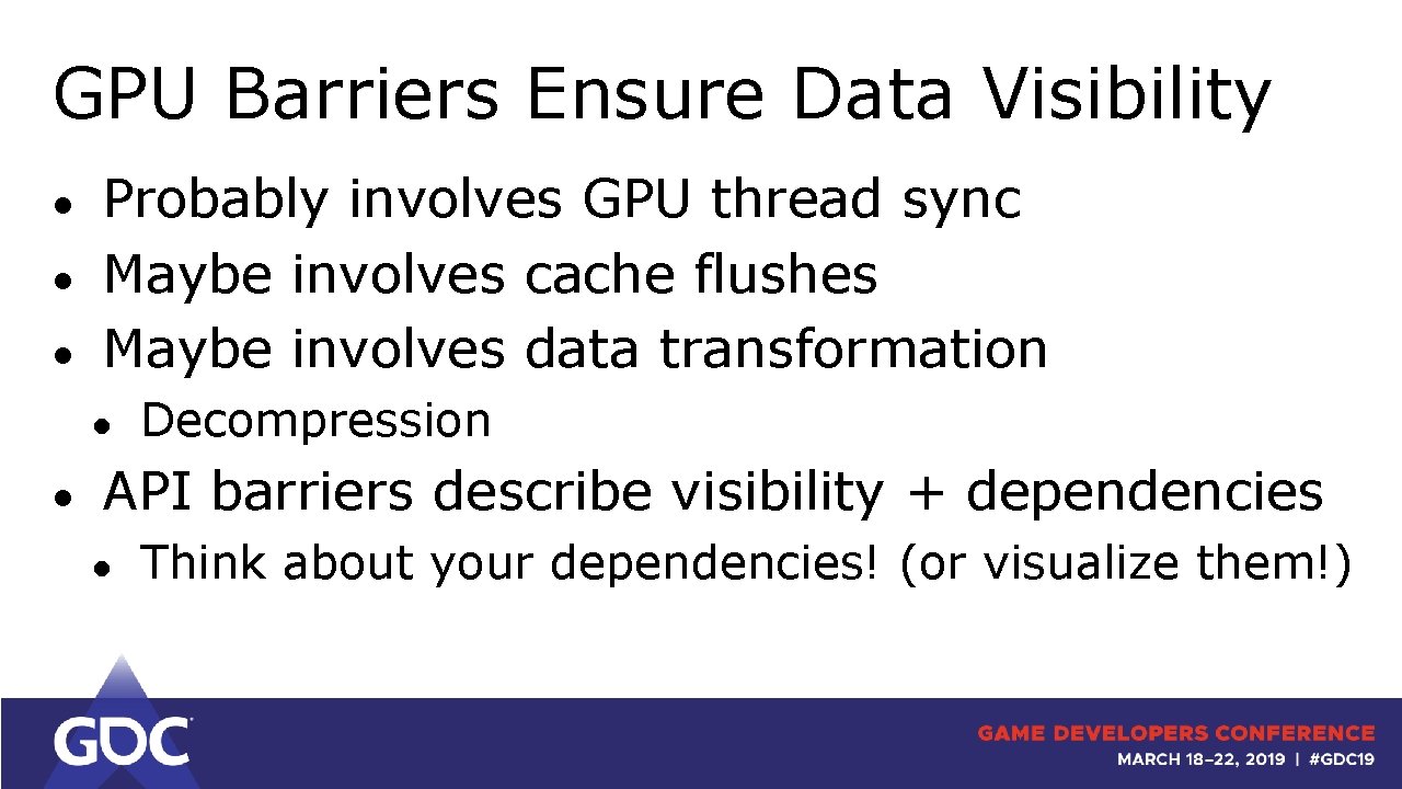 GPU Barriers Ensure Data Visibility ● ● ● Probably involves GPU thread sync Maybe