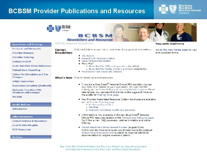 BCBSM Provider Publications and Resources Blue Cross Blue Shield of Michigan and Blue Care