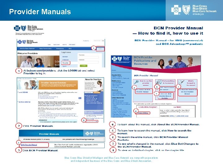 Provider Manuals Blue Cross Blue Shield of Michigan and Blue Care Network are nonprofit