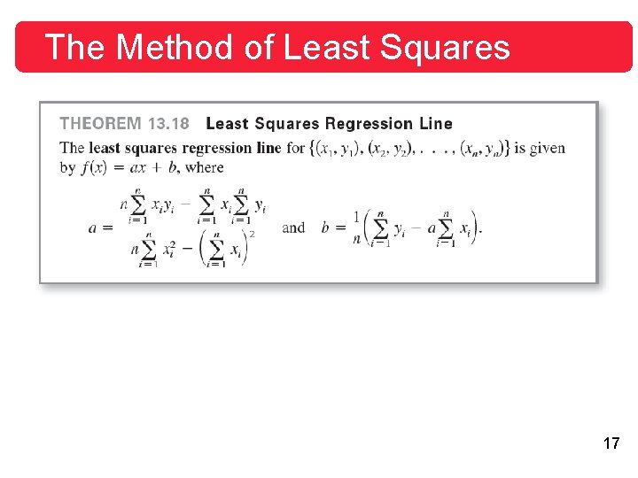 The Method of Least Squares 17 