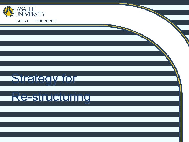 DIVISION OF STUDENT AFFAIRS Strategy for Re-structuring 