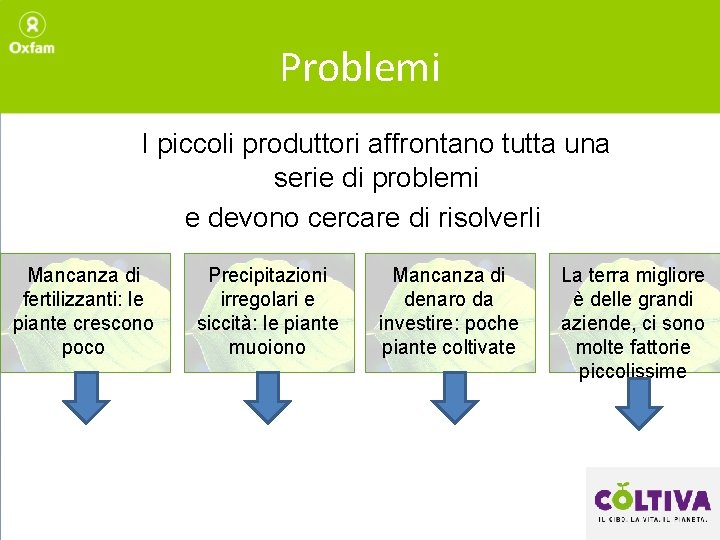 Problemi I piccoli produttori affrontano tutta una serie di problemi e devono cercare di