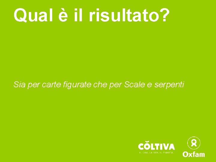 Qual è il risultato? Sia per carte figurate che per Scale e serpenti 