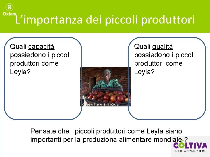 L’importanza dei piccoli produttori Quali capacità possiedono i piccoli produttori come Leyla? Quali qualità