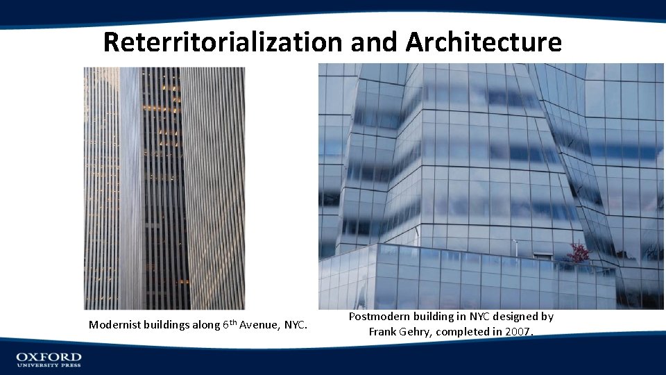 Reterritorialization and Architecture Modernist buildings along 6 th Avenue, NYC. Postmodern building in NYC
