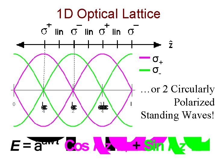 1 D Optical Lattice σ+ σ…or 2 Circularly Polarized Standing Waves! 