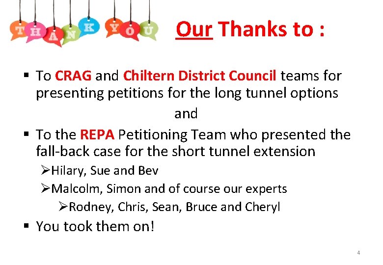 Our Thanks to : § To CRAG and Chiltern District Council teams for presenting