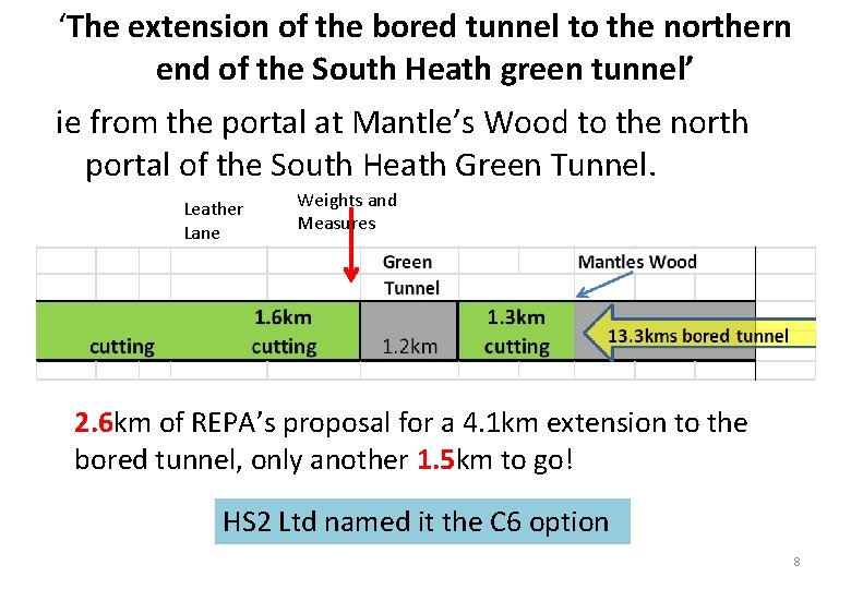 ‘The extension of the bored tunnel to the northern end of the South Heath