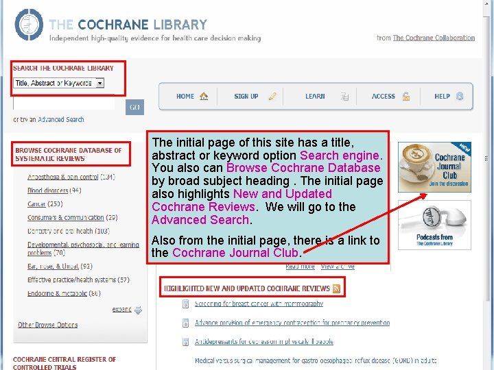 The initial page of this site has a title, abstract or keyword option Search