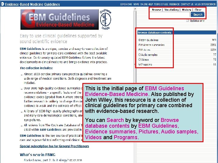 This is the initial page of EBM Guidelines Evidence-Based Medicine. Also published by John