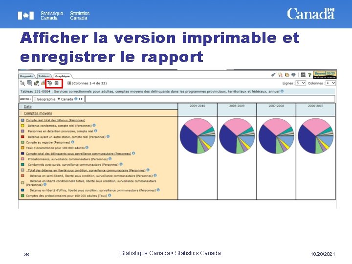 Afficher la version imprimable et enregistrer le rapport 26 Statistique Canada • Statistics Canada