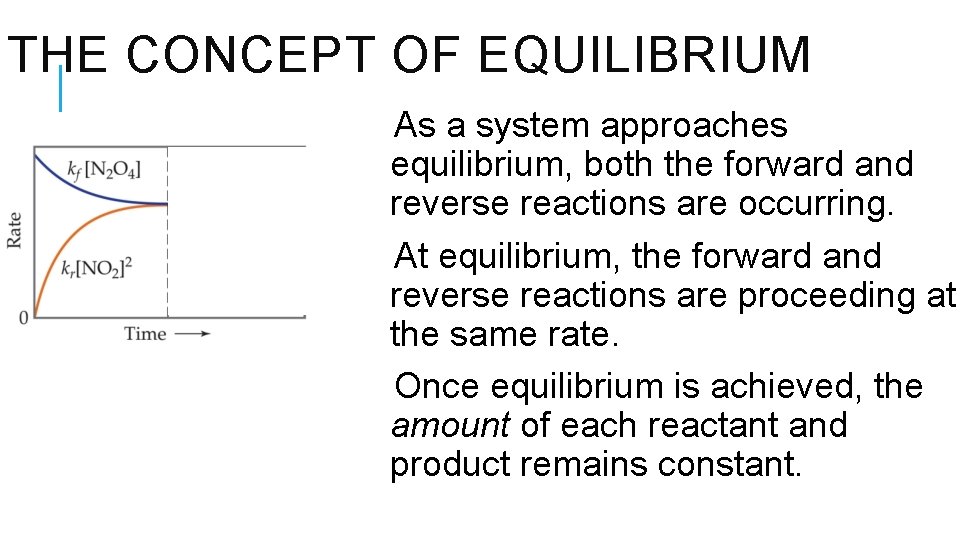THE CONCEPT OF EQUILIBRIUM As a system approaches equilibrium, both the forward and reverse