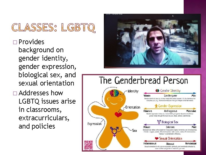 � Provides background on gender identity, gender expression, biological sex, and sexual orientation �