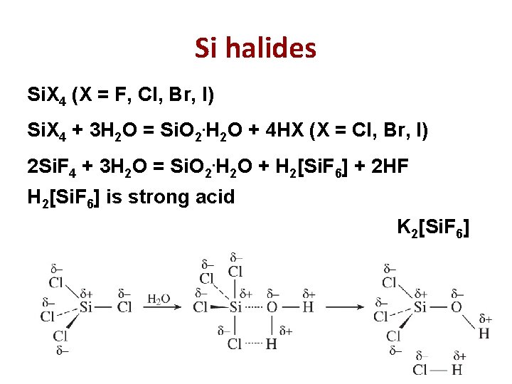 Si halides Si. X 4 (X = F, Cl, Br, I) Si. X 4