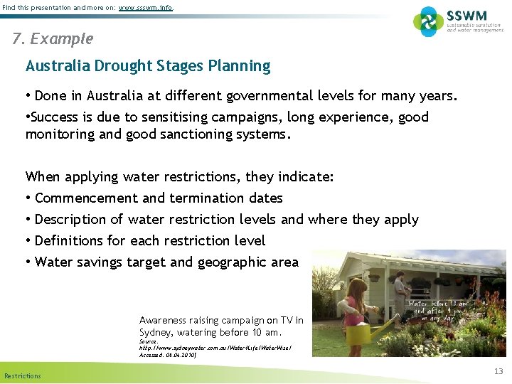 Find this presentation and more on: www. ssswm. info. 7. Example Australia Drought Stages