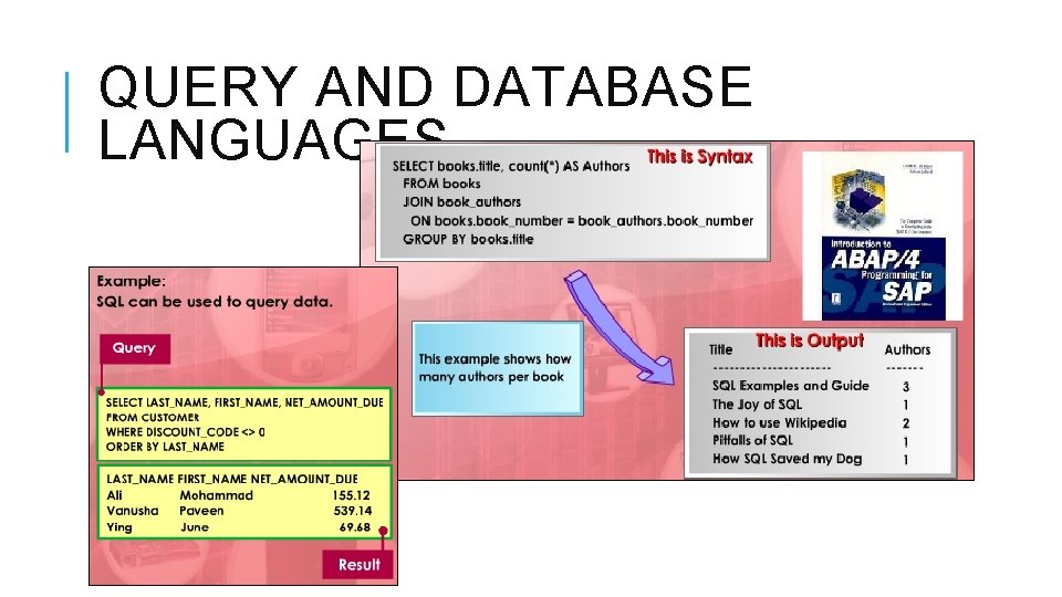 QUERY AND DATABASE LANGUAGES 