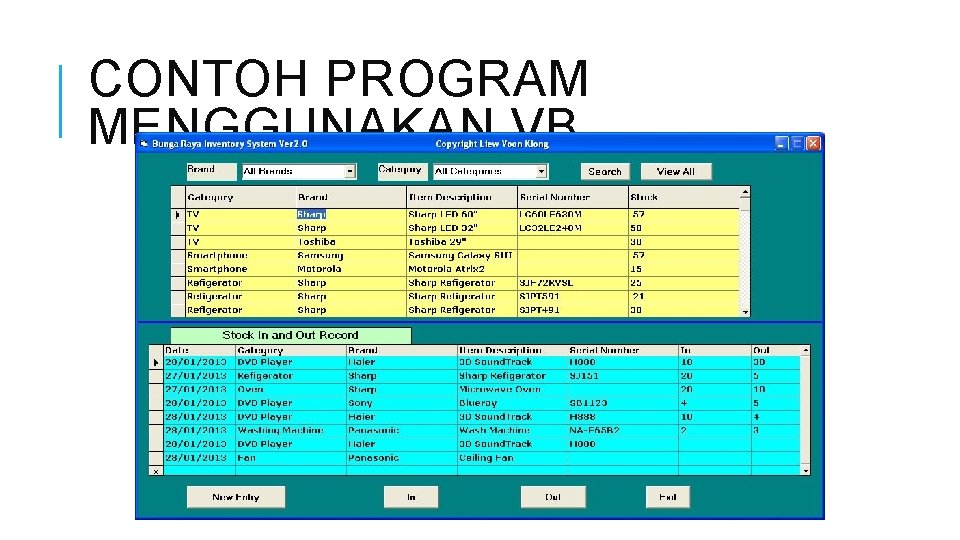 CONTOH PROGRAM MENGGUNAKAN VB 