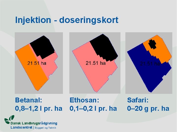 Injektion - doseringskort Betanal: 0, 8– 1, 2 l pr. ha Dansk Landbrugsrådgivning Landscentret