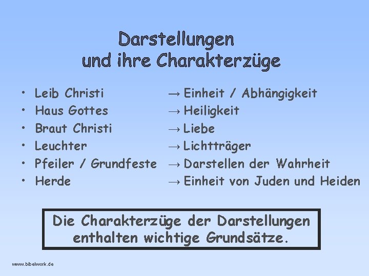  • • • Leib Christi Haus Gottes Braut Christi Leuchter Pfeiler / Grundfeste