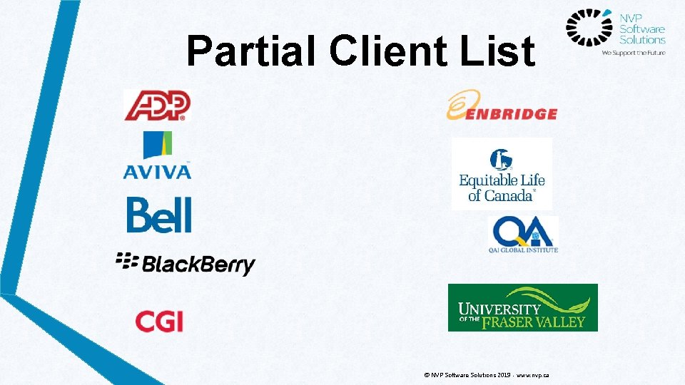 Partial Client List © NVP Software Solutions 2019 - www. nvp. ca 