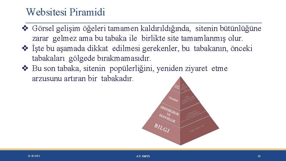 Websitesi Piramidi Görsel gelişim öğeleri tamamen kaldırıldığında, sitenin bütünlüğüne zarar gelmez ama bu tabaka