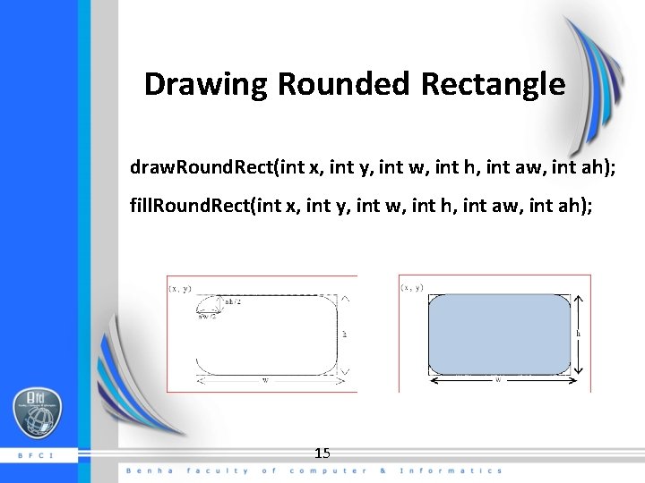 Drawing Rounded Rectangle draw. Round. Rect(int x, int y, int w, int h, int Drawing Rounded Rectangle draw. Round. Rect(int x, int y, int w, int h, int