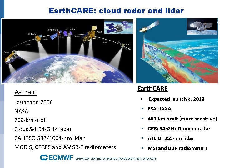 Earth. CARE: cloud radar and lidar Earth. Care Earth. CARE Th. A-Train – –