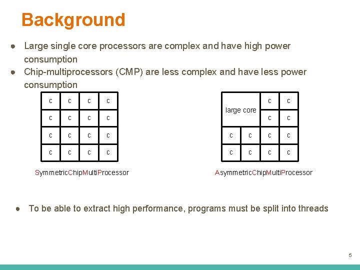 Background ● Large single core processors are complex and have high power consumption ●