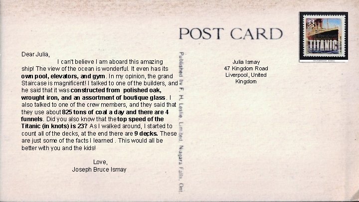 Dear Julia, I can’t believe I am aboard this amazing ship! The view of