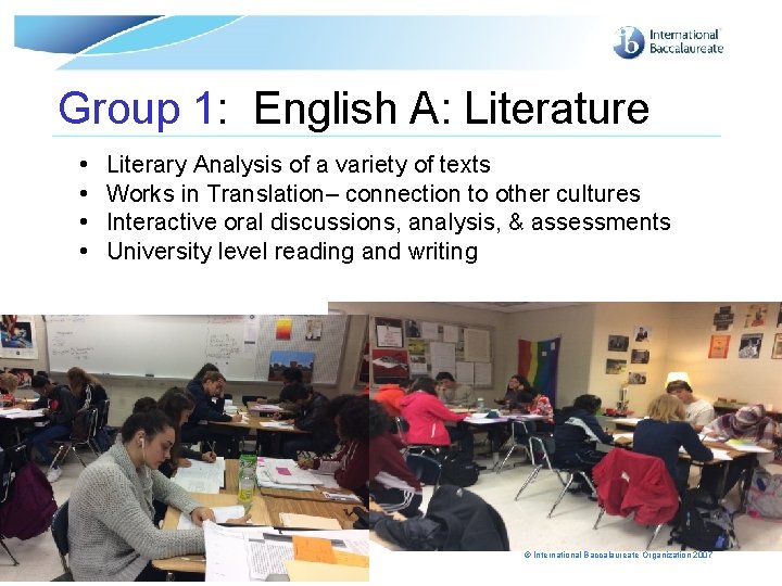 Group 1: English A: Literature • • Literary Analysis of a variety of texts