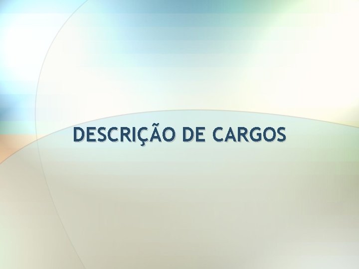 DESCRIÇÃO DE CARGOS 