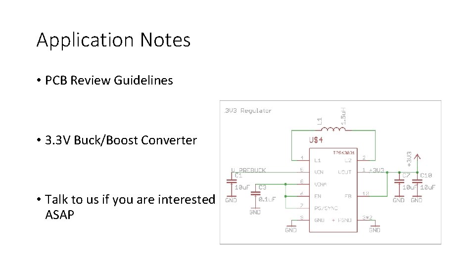 Application Notes • PCB Review Guidelines • 3. 3 V Buck/Boost Converter • Talk