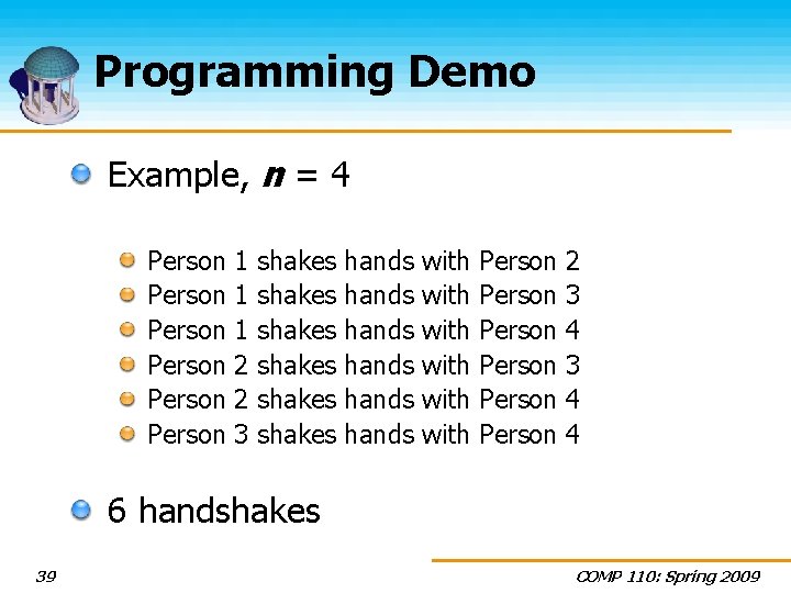 Programming Demo Example, n = 4 Person Person 1 1 1 2 2 3