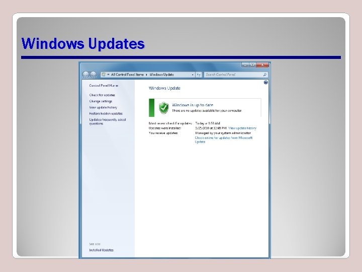 Windows Updates Windows Updates