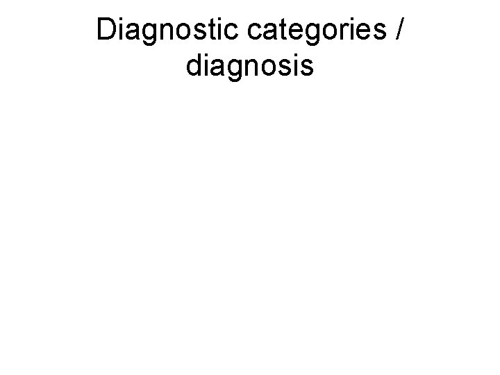 Diagnostic categories / diagnosis 