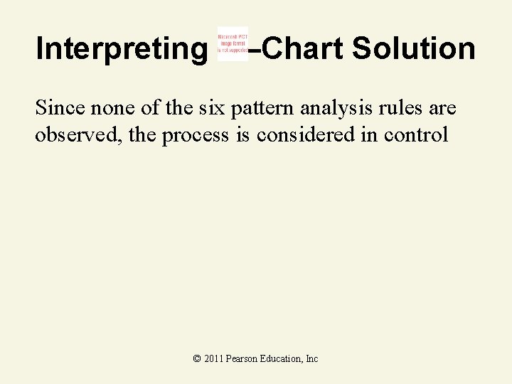 Interpreting –Chart Solution Since none of the six pattern analysis rules are observed, the