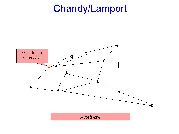 Chandy/Lamport w I want to start a snapshot q t r p s u