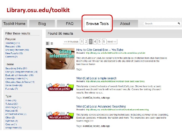 Library. osu. edu/toolkit 